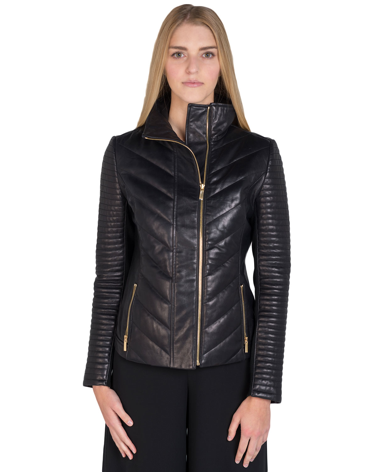 Badgley mischka Dion Classic Fitted Leather Jacket in Black | Lyst