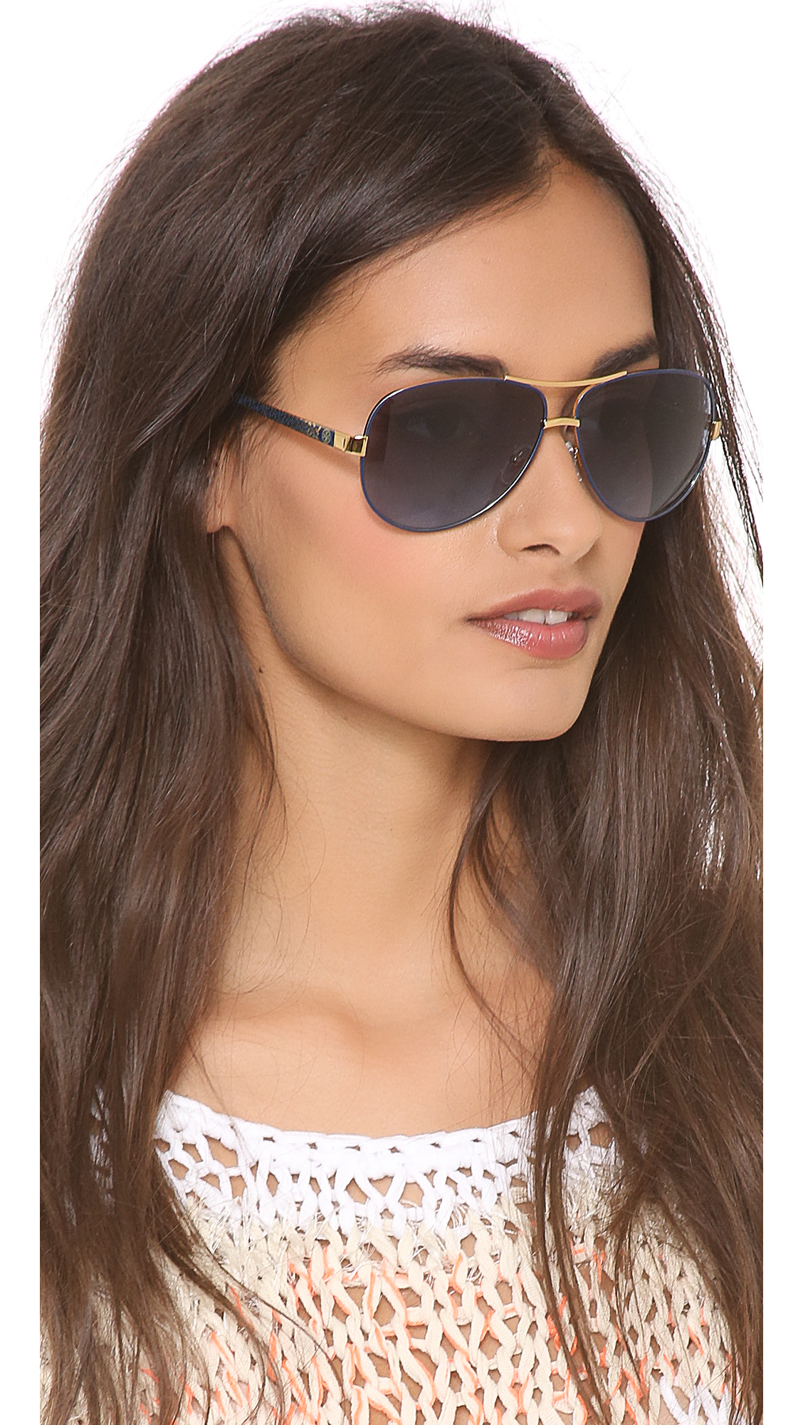 Tory burch Aviator Sunglasses - Ivory Gold/brown Gradient in Metallic