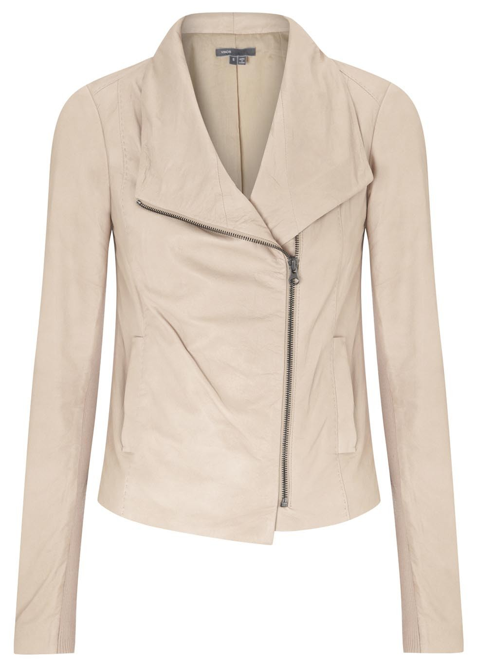 Vince Apricot Leather Jacket in Beige | Lyst