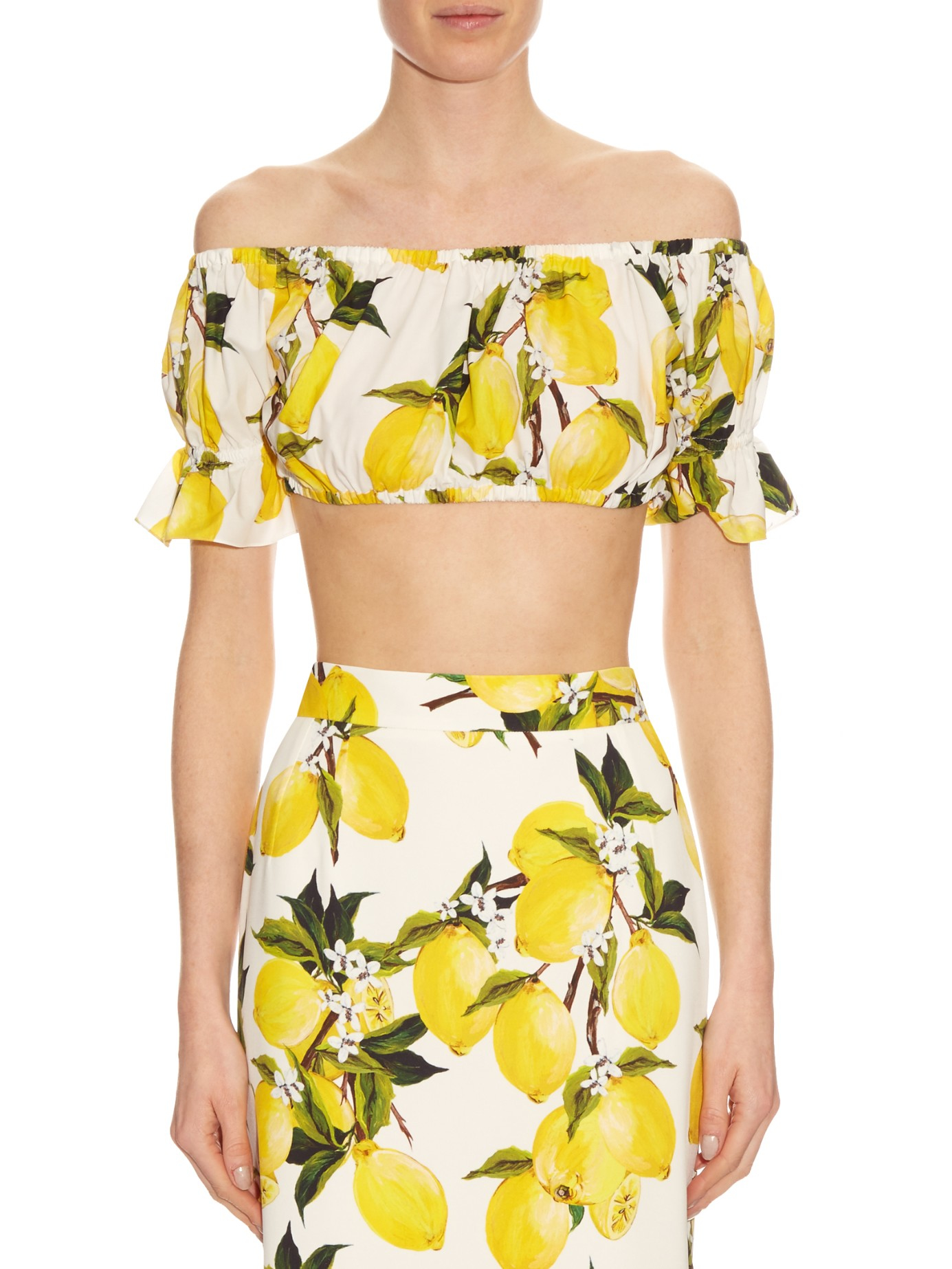 Lyst Dolce & Gabbana Lemonprint Offtheshoulder Top in Yellow