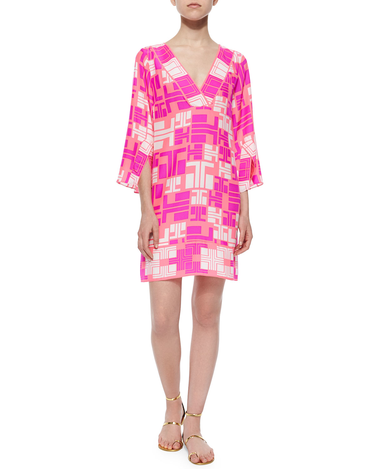 Lyst - Alice & Trixie 3/4-sleeve Maze-print Dress in Pink