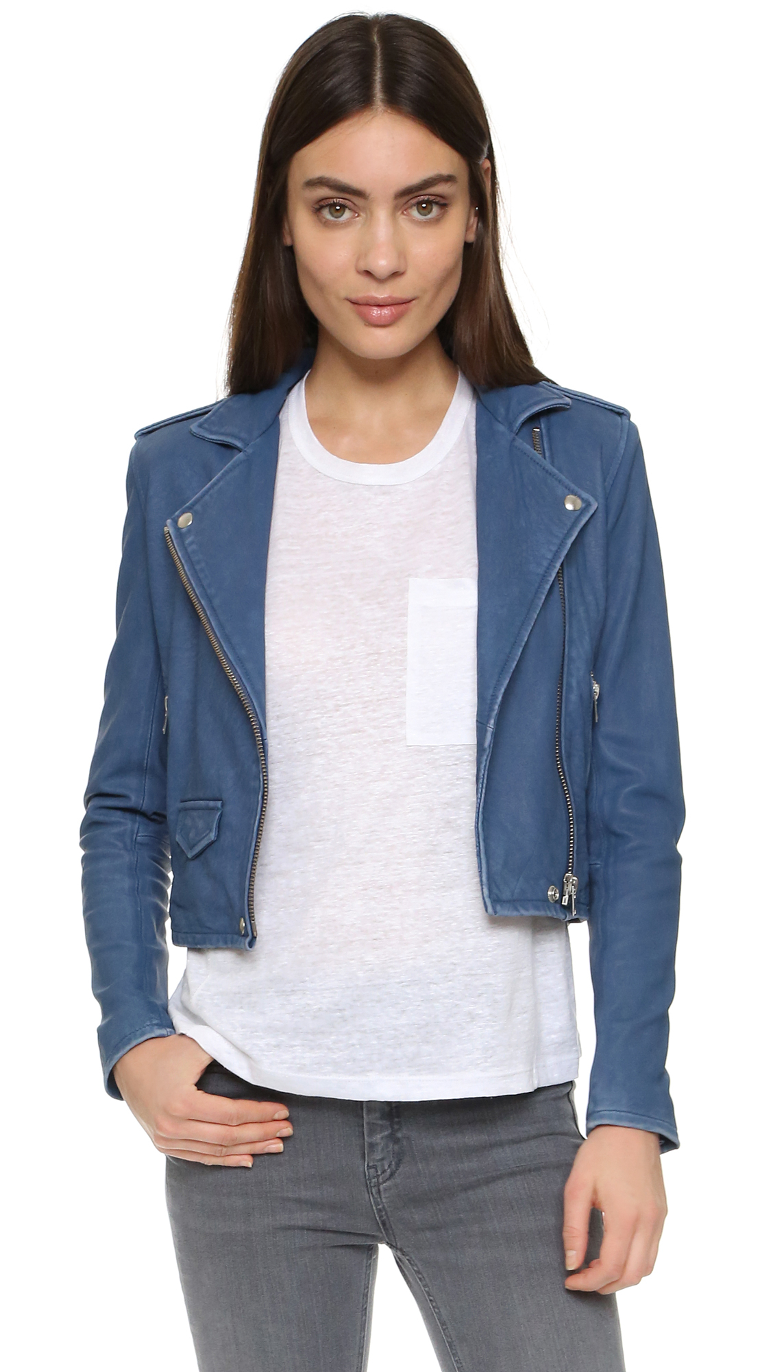 Iro Ashville Leather Jacket In Blue Lyst Gallery