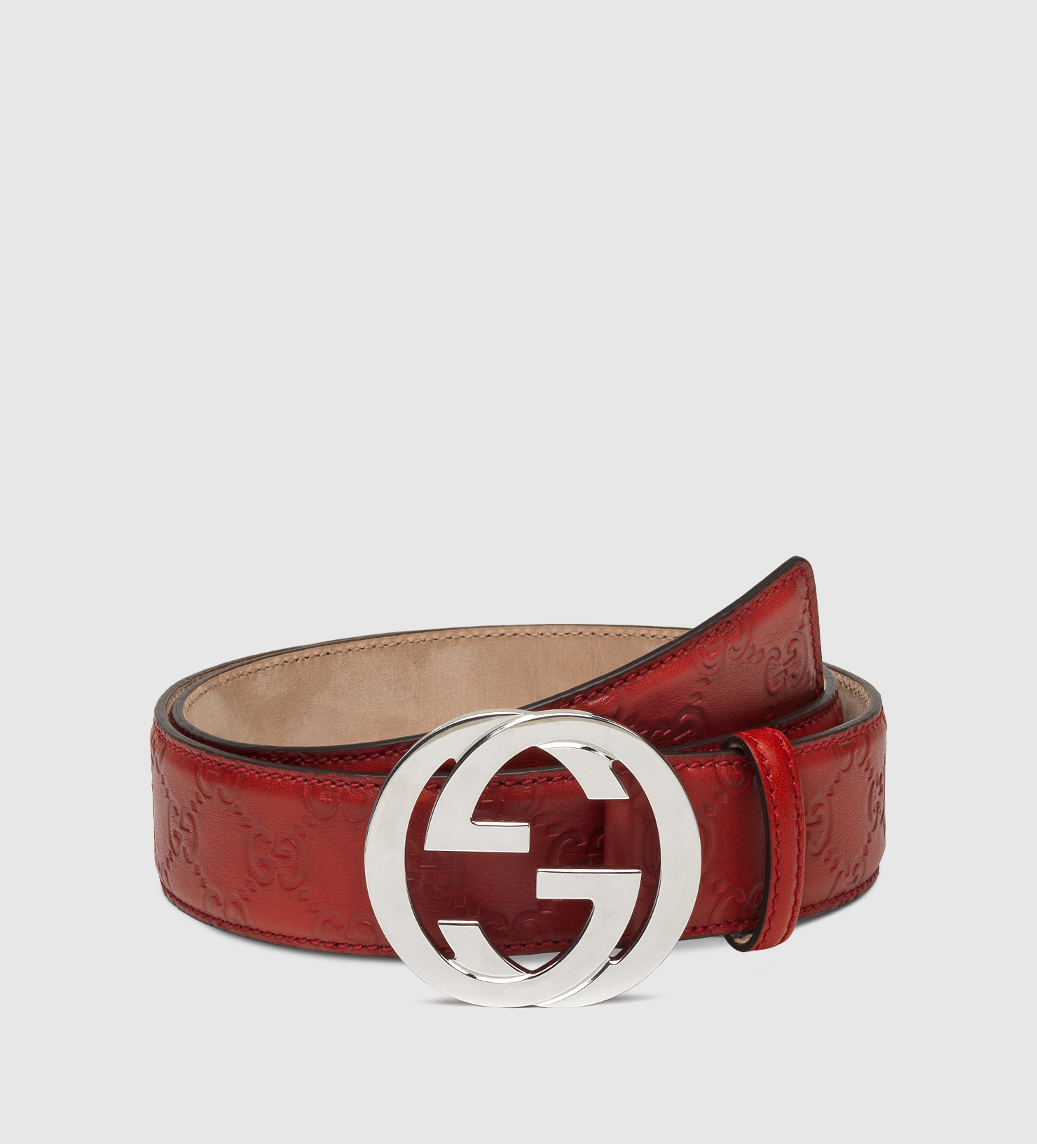 Gucci Belt With Interlocking G Buckle in Red | Lyst