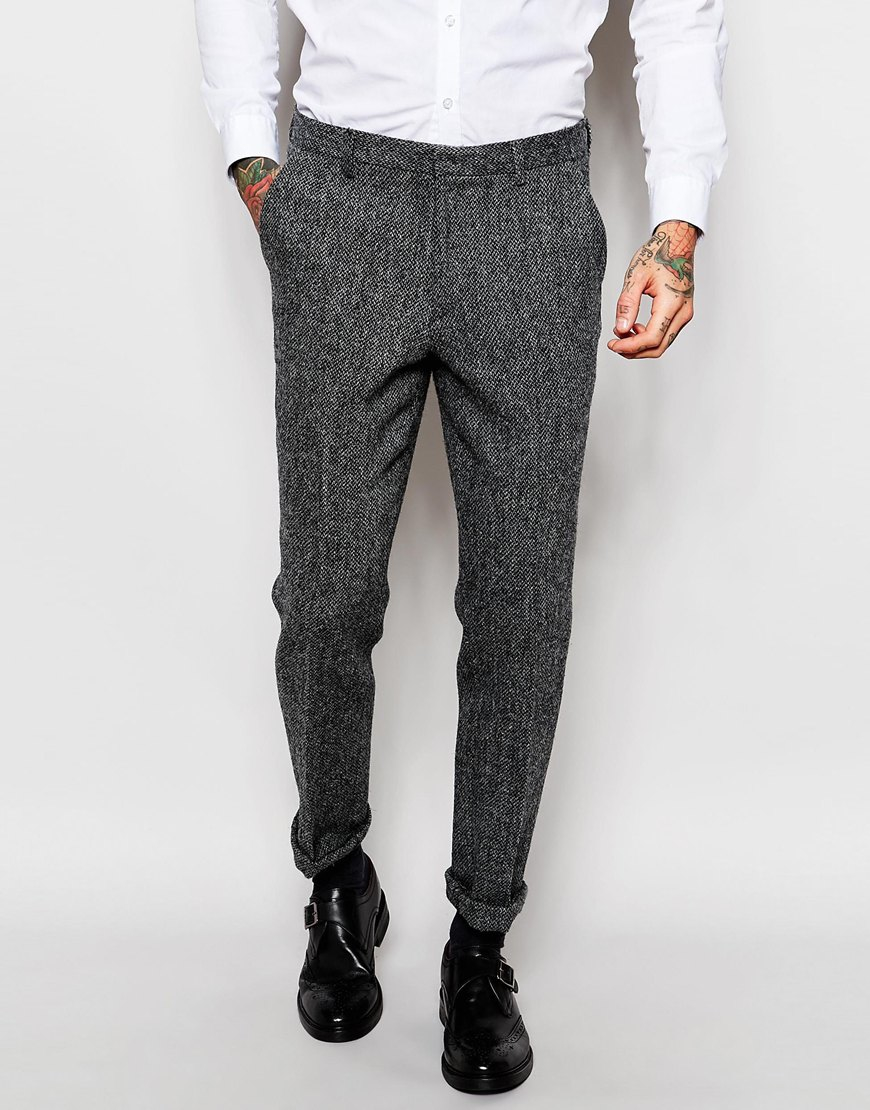 Asos Slim Smart Trousers In Harris Tweed in Gray for Men | Lyst