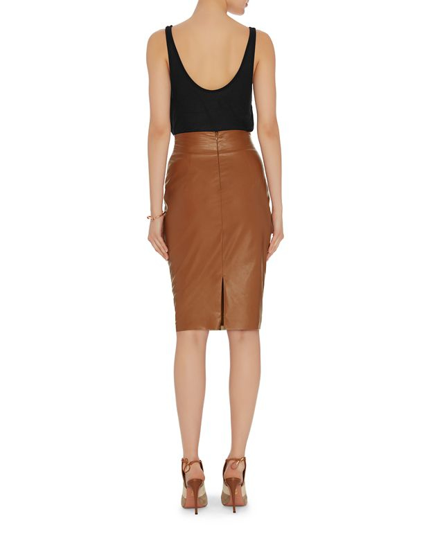 Bailey 44 Exclusive Faux Leather Pencil Skirt Cognac In Brown Lyst