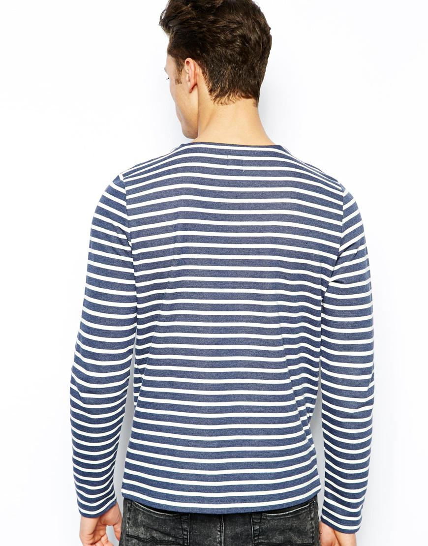 Lyst - Asos Stripe Long Sleeve T-Shirt in Blue for Men