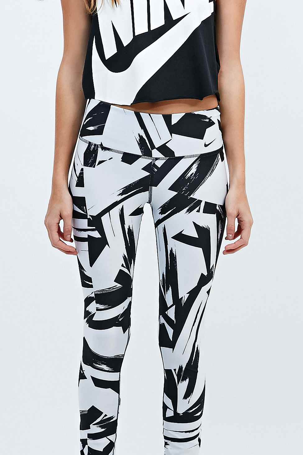 Lyst Nike Legend Floe Running Leggings In Black And White in White