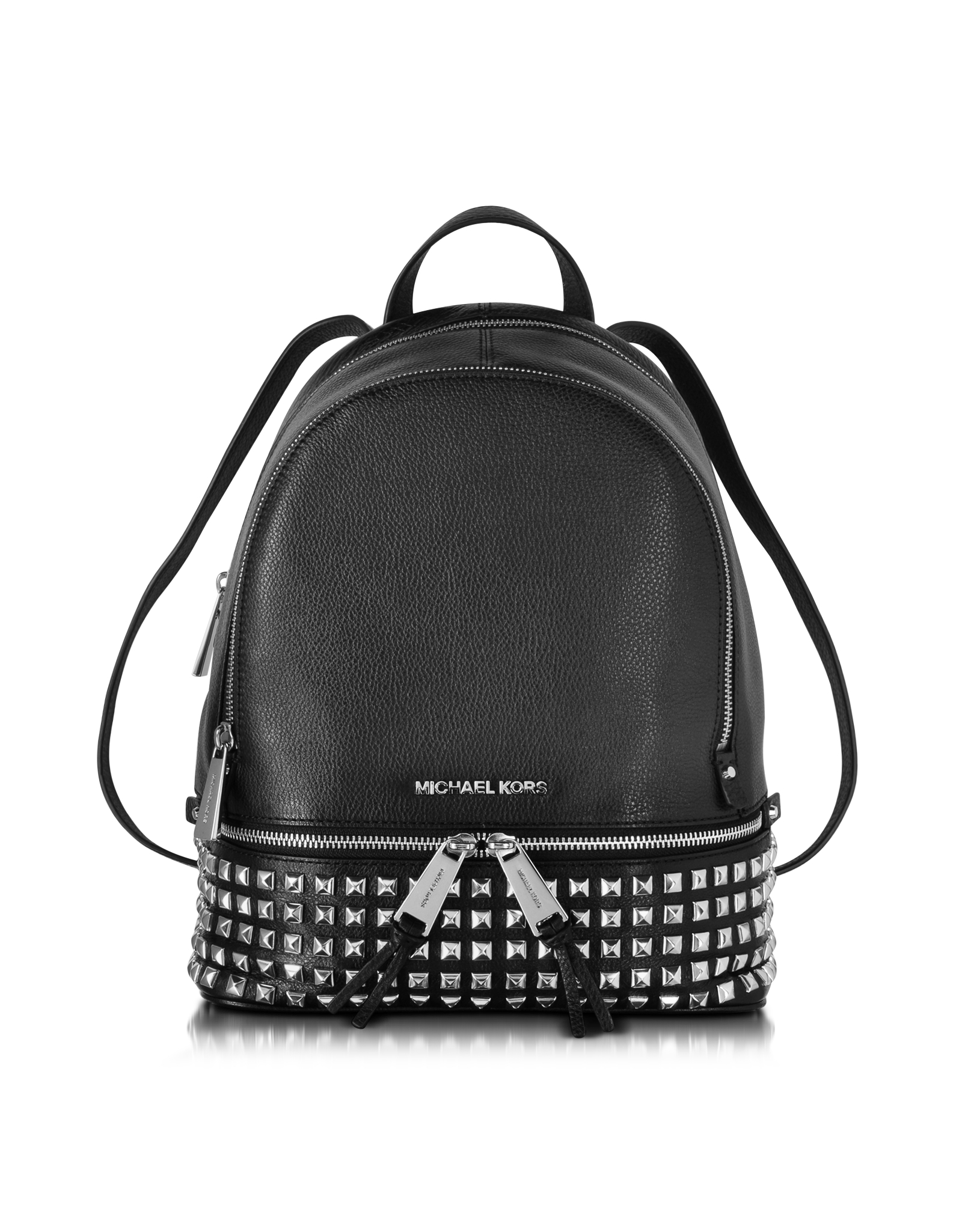 Michael kors Rhea Zip Small Studded Leather Backpack in Black | Lyst