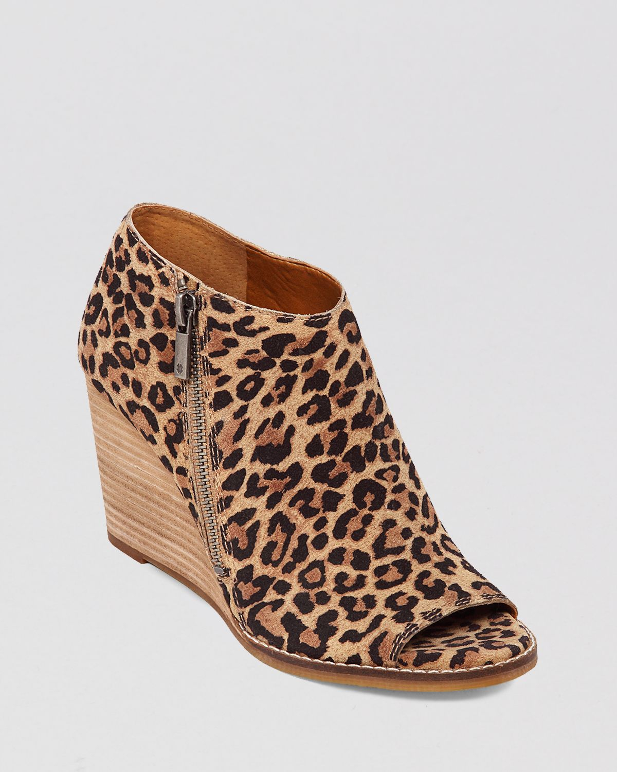 peep toe leopard booties