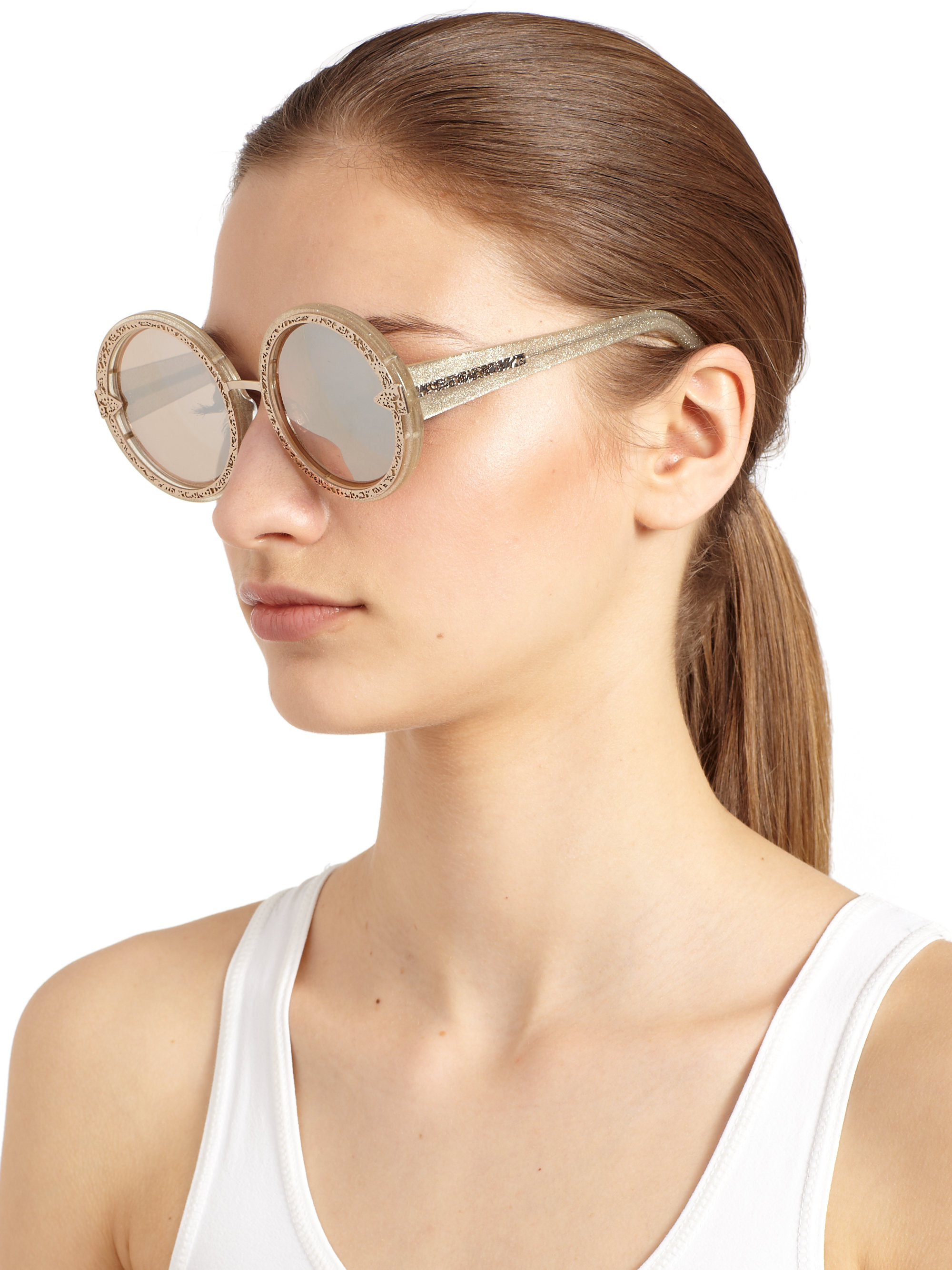 Lyst Karen Walker Orbit Filigree Plastic Round Sunglasses in Metallic