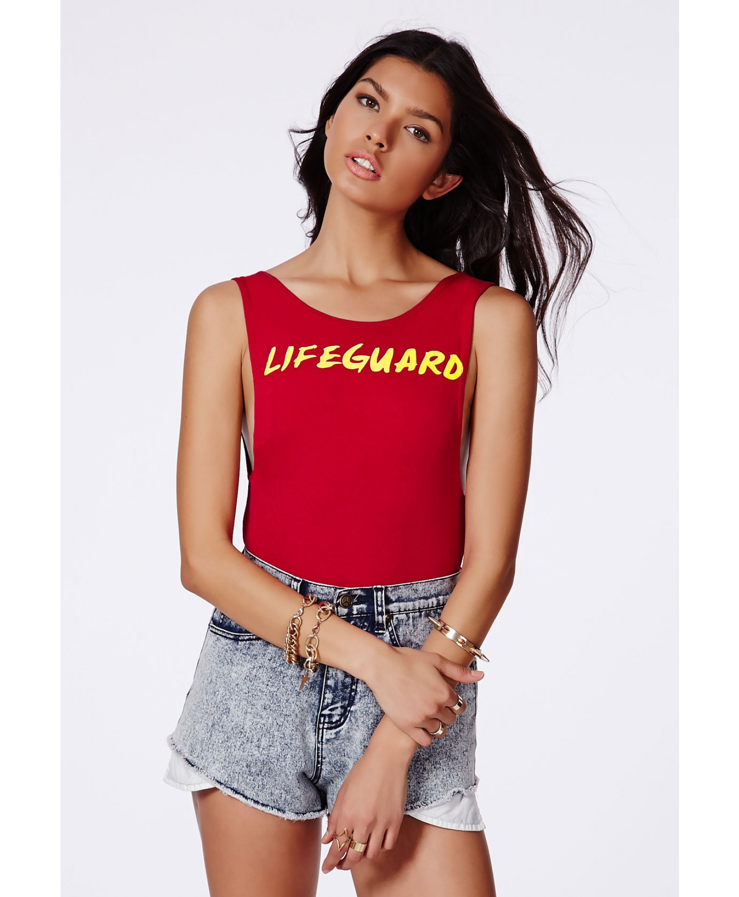 Lyst Missguided Ryska Lifeguard Backless Thong Bodysuit Campaign In Red