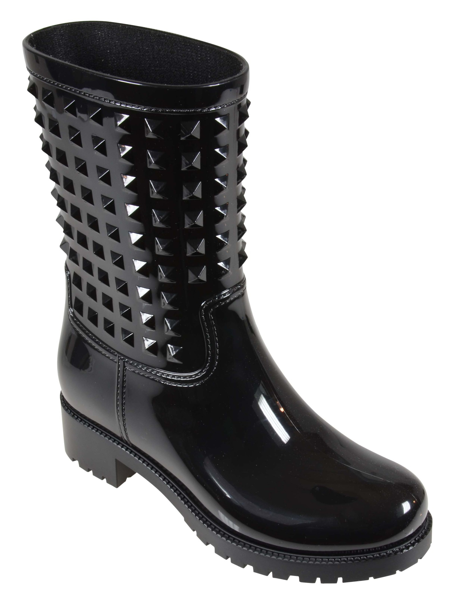 Valentino Studded Rain Boot in Black | Lyst