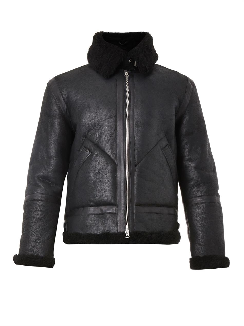 Acne Studios Leather Ian Shearling Jacket in Black for Men - Lyst