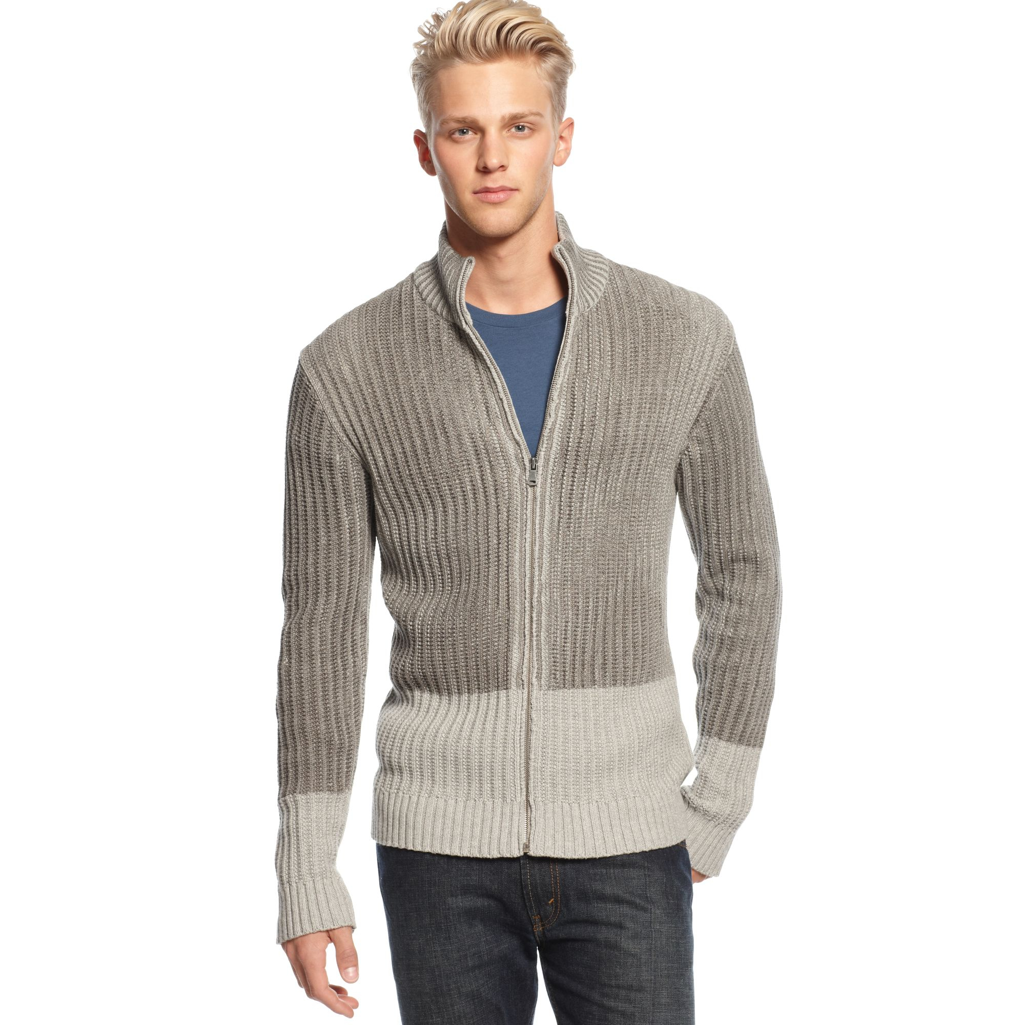 Calvin Klein Jeans Long Sleeve Color Blocked Zip-front in Gray for Men ...