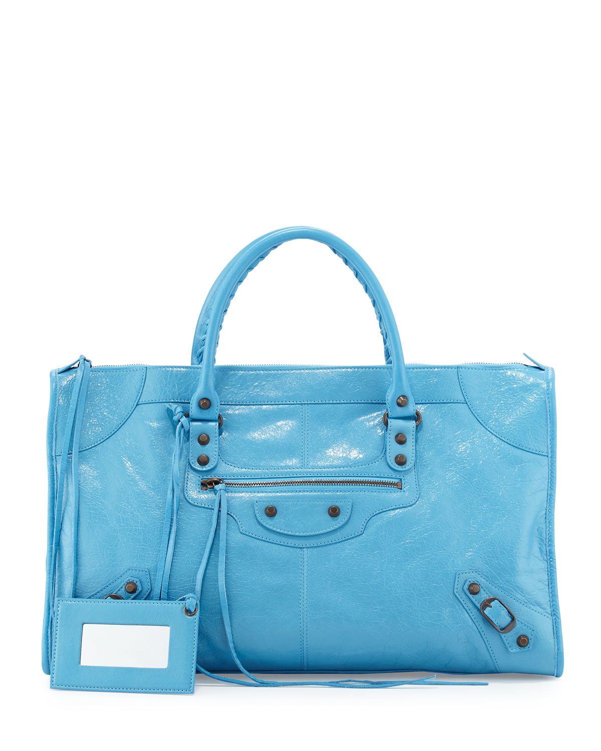 Balenciaga Classic Work Lambskin Tote Bag in Blue | Lyst