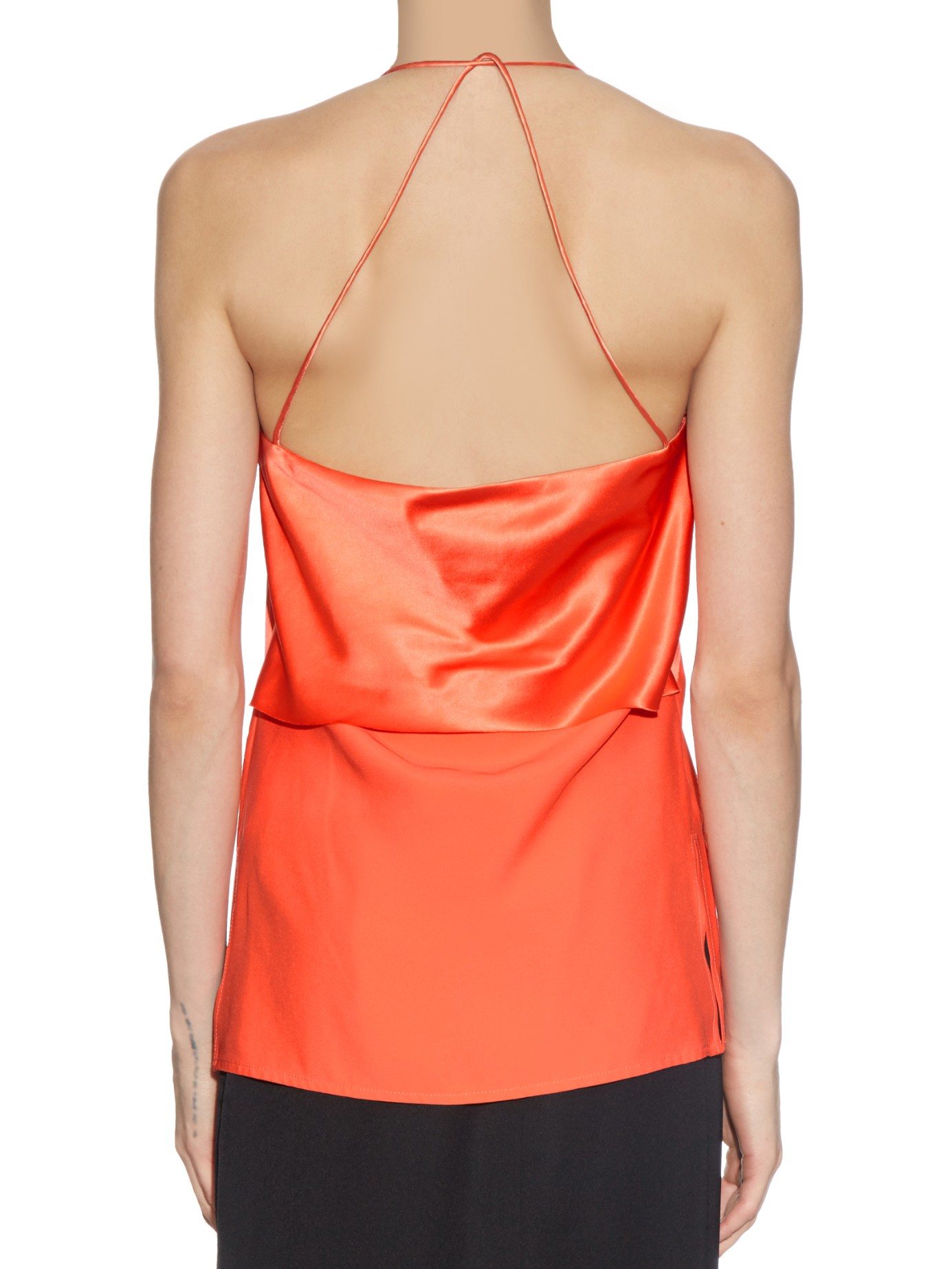 Dion lee Silk-satin Bias-fold Cami Top in Orange | Lyst