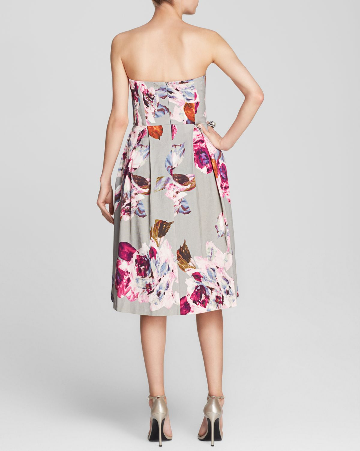 Lyst Trina Turk Dress Hayley Strapless Fl Print Faille Midi In Gallery