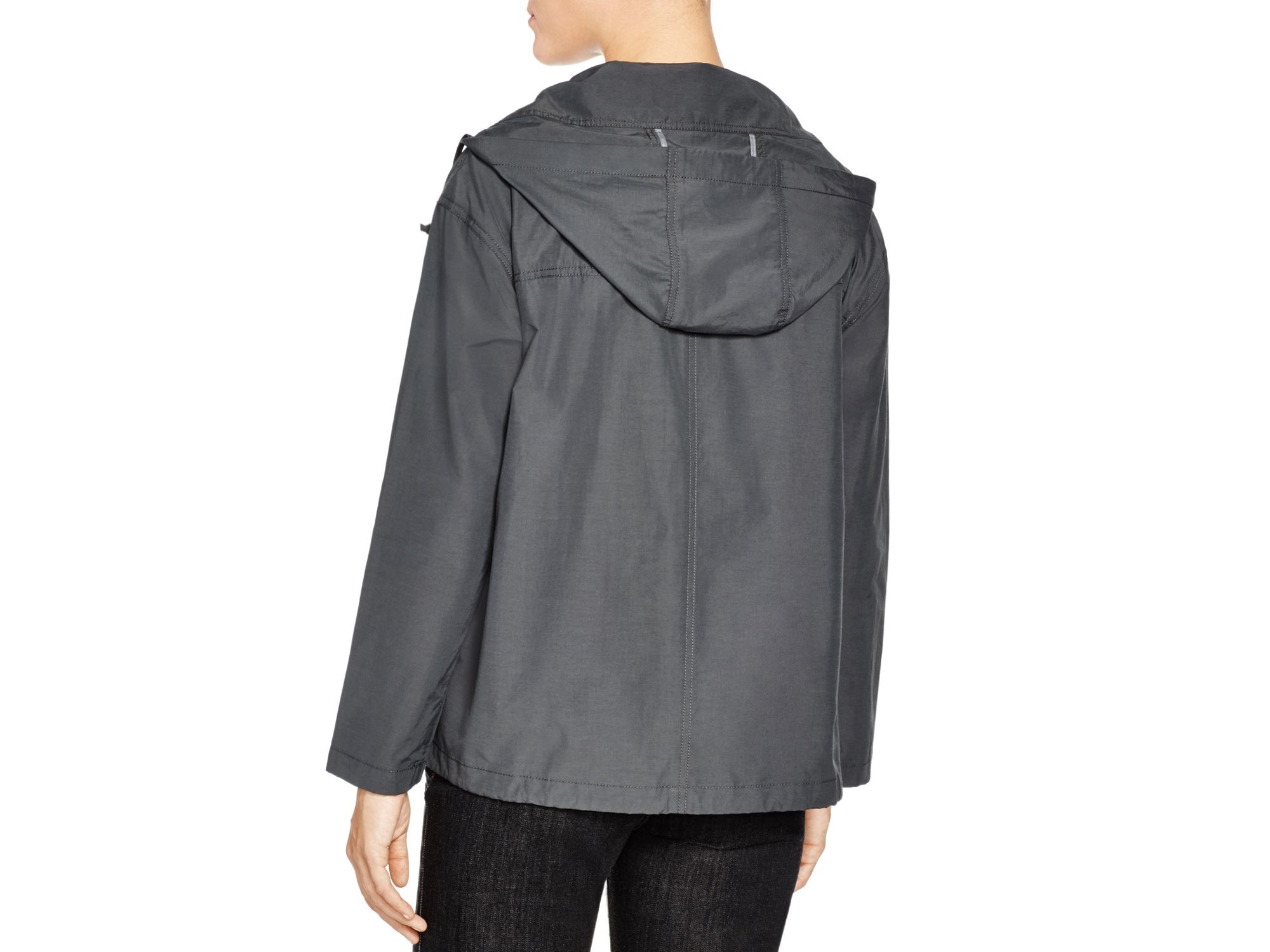 women's gray hooded jacket
