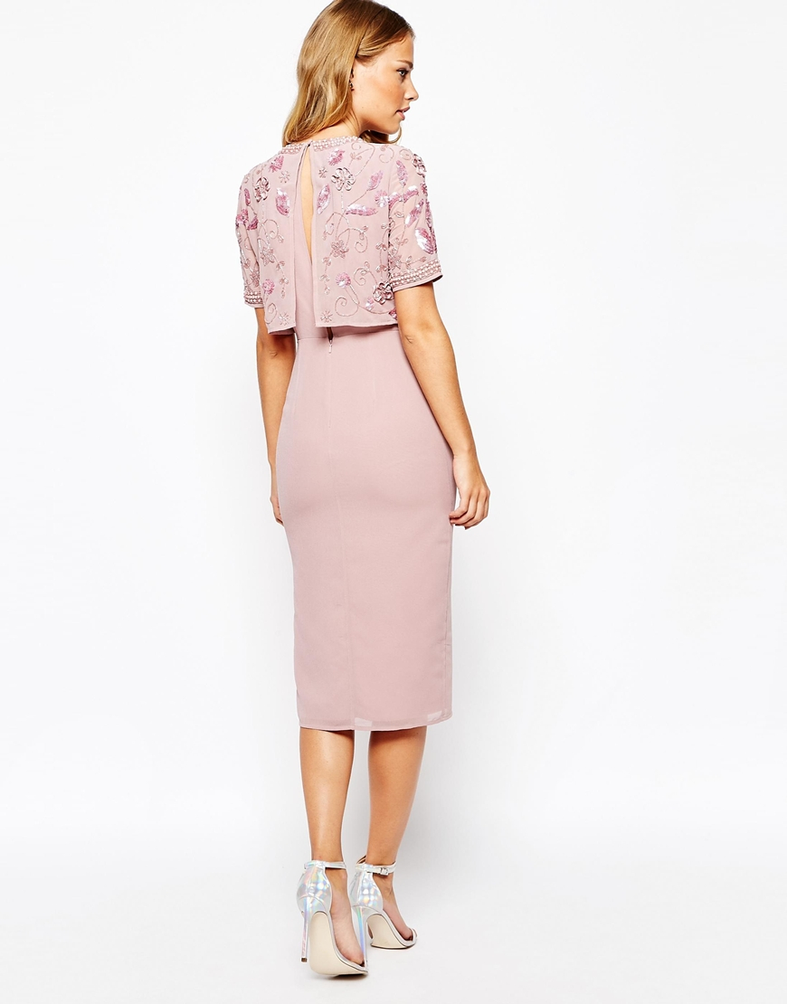 Lyst Frock And Frill Embellished Overlay Pencil Dress With Open Back