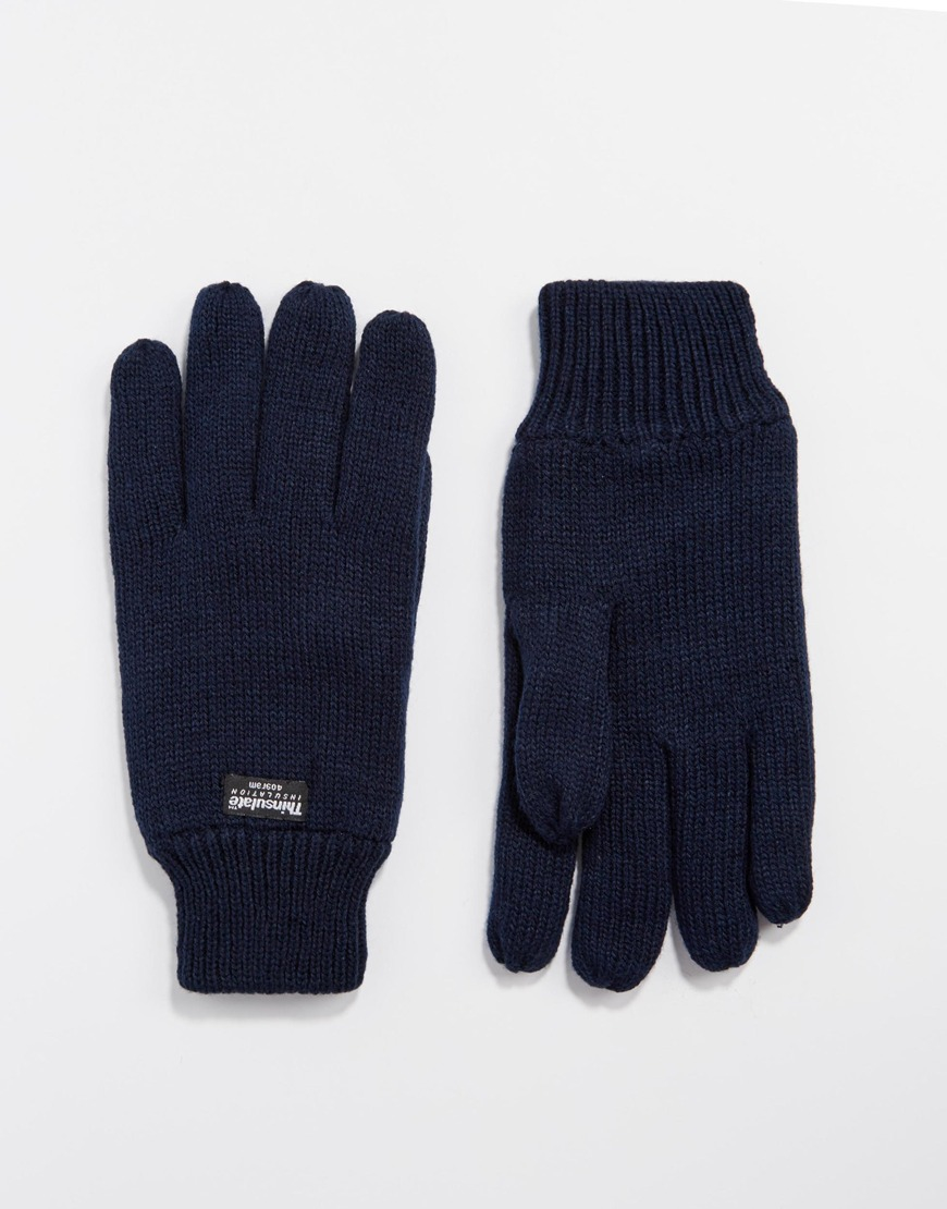 Lyst - ASOS Thinsulate Gloves In Navy in Blue for Men