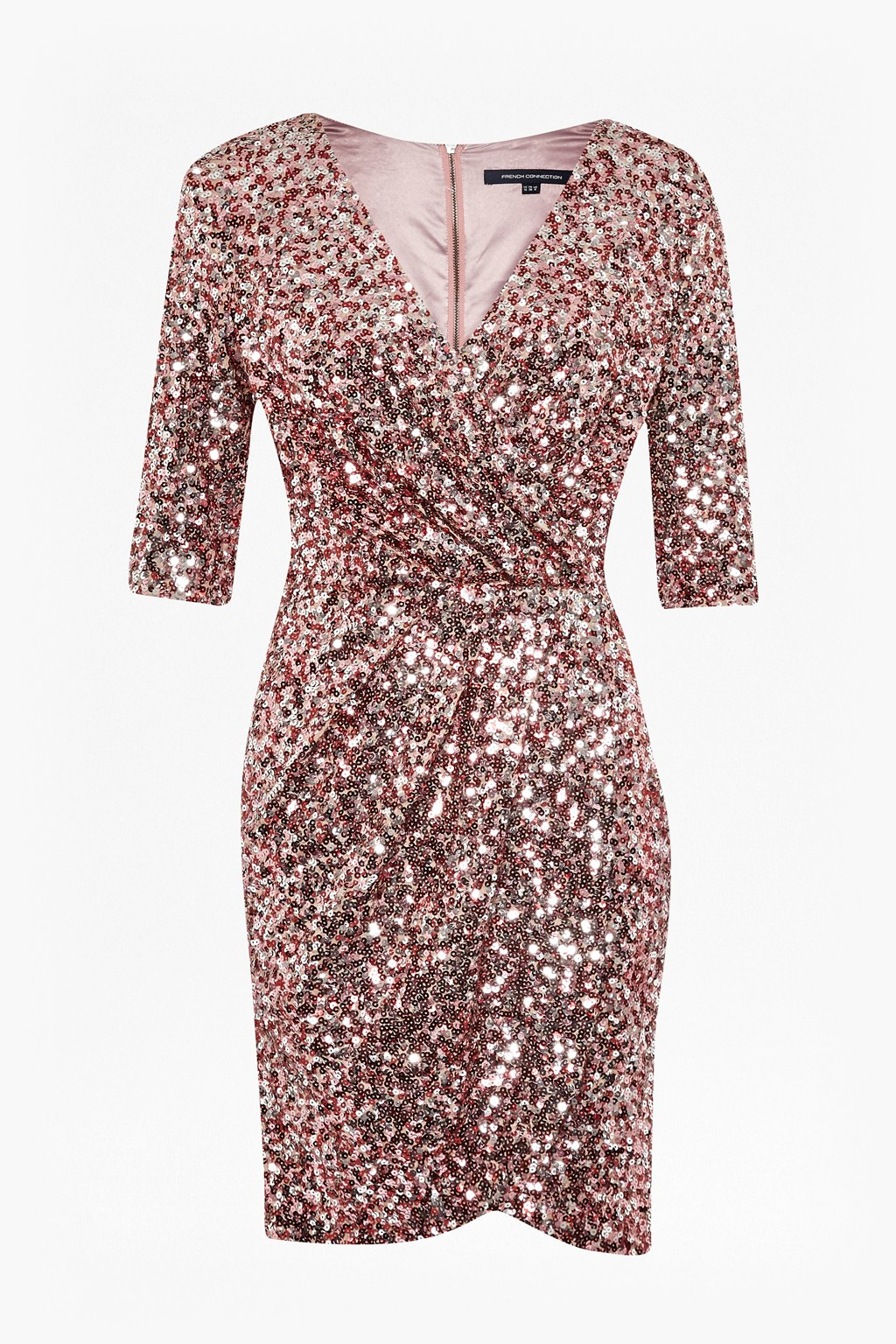 French connection Lunar Sparkle Sequin Wrap Dress in Gray | Lyst