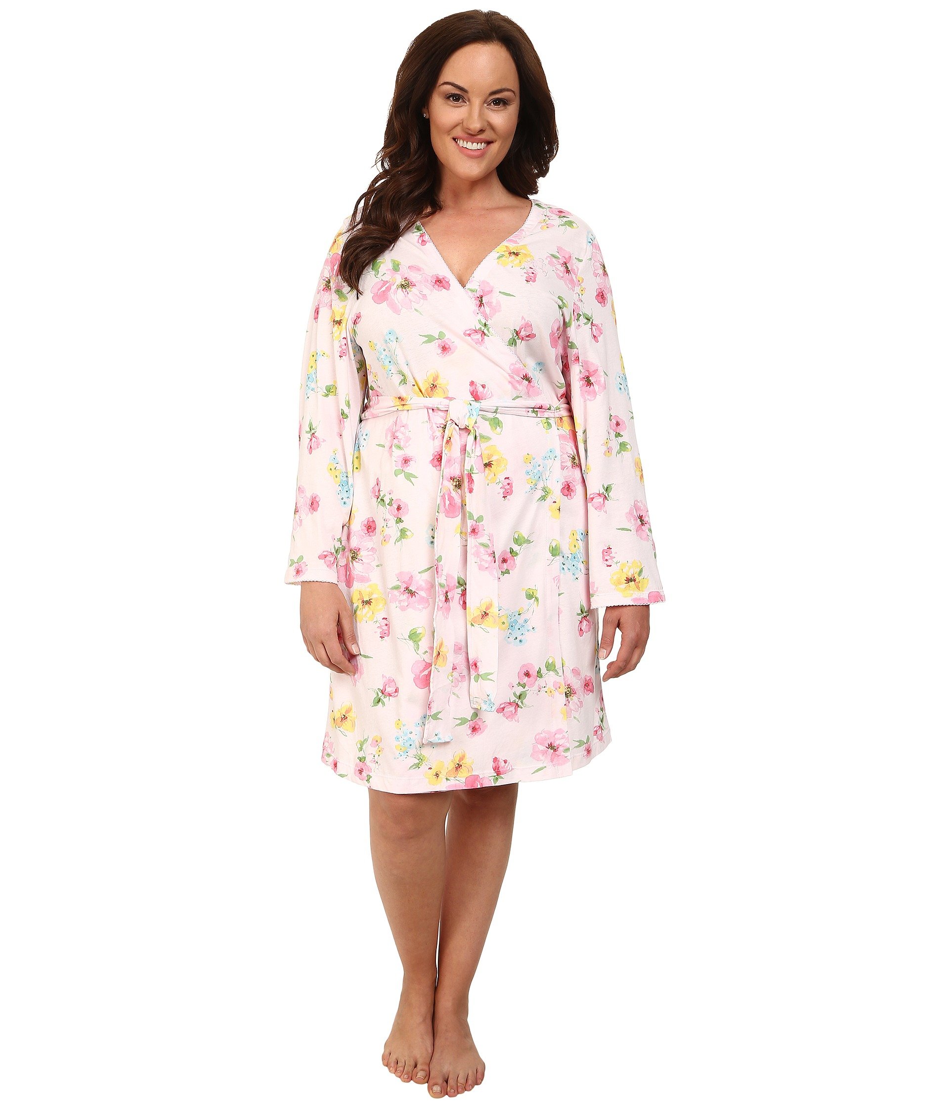 Lyst - Lauren by Ralph Lauren Plus Size Garden Party Short Wrap Robe in ...