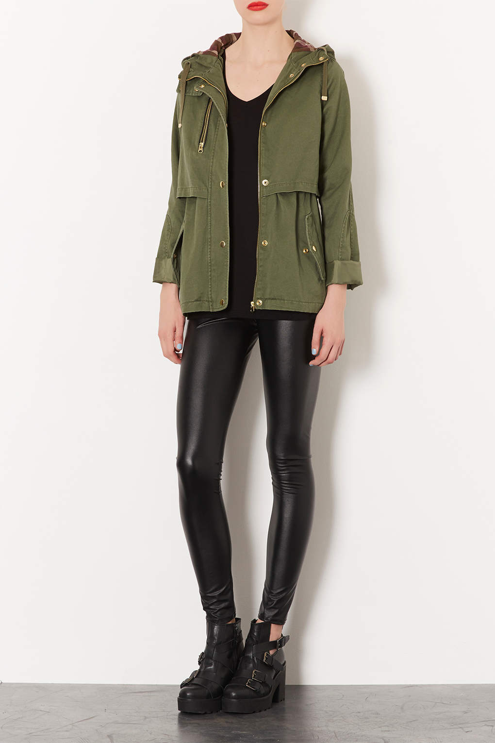 Topshop Hooded Lightweight Jacket in Natural | Lyst