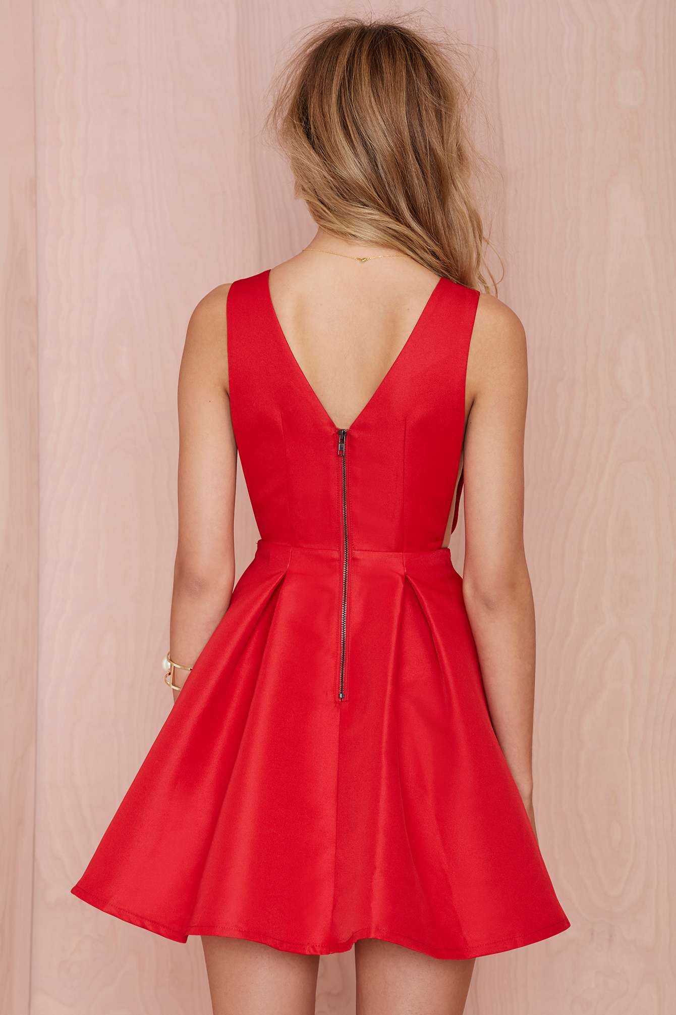 Lyst Nasty Gal Pleat Elite Fit And Flare Dress In Red