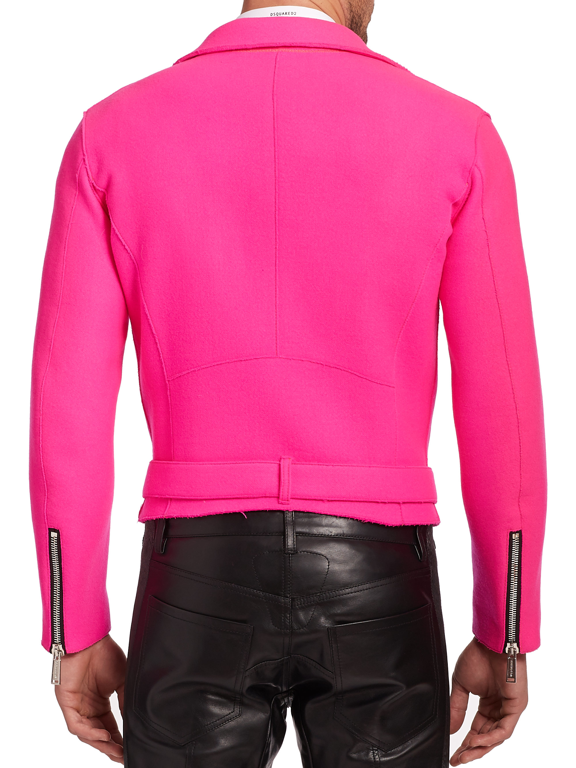 Lyst - Dsquared² Wool Moto Jacket in Pink for Men