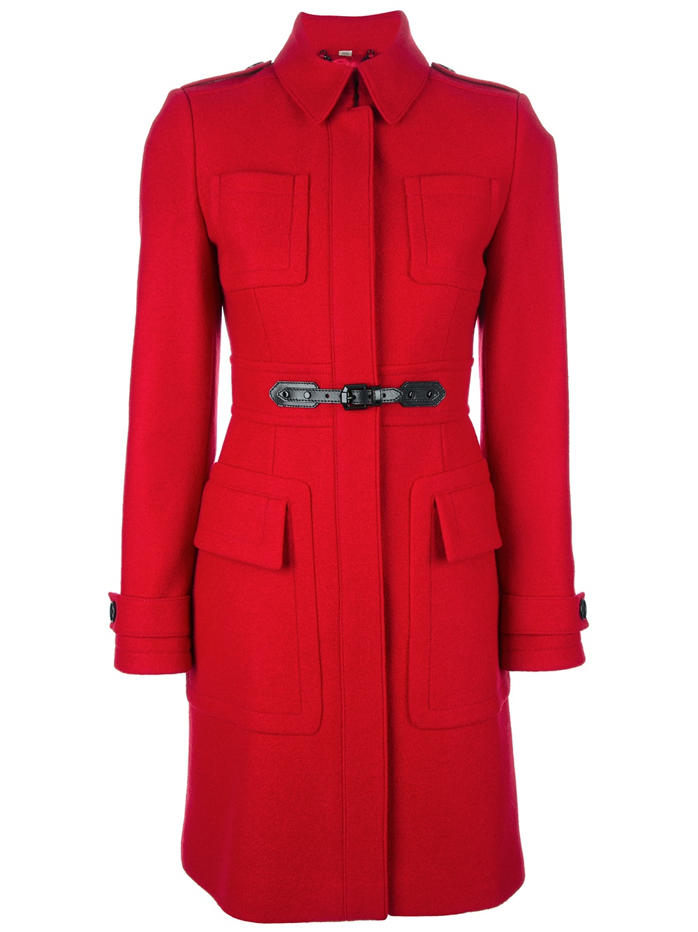Lyst Burberry Fitted Coat in Red