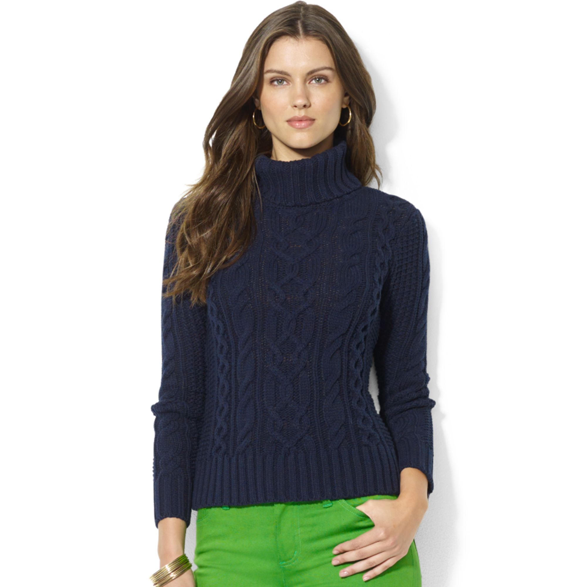 Lauren by Ralph Lauren Lauren Jeans Co Cableknit Turtleneck Sweater in ...