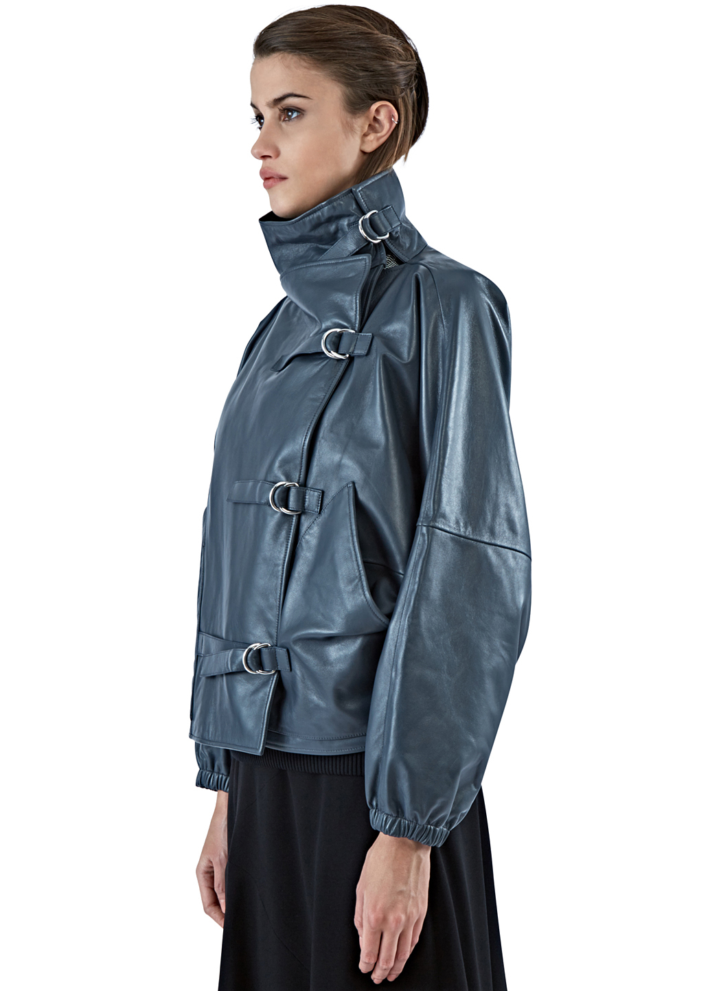 J W Anderson Women S Multi Buckled Leather Jacket In Grey Gray Gallery