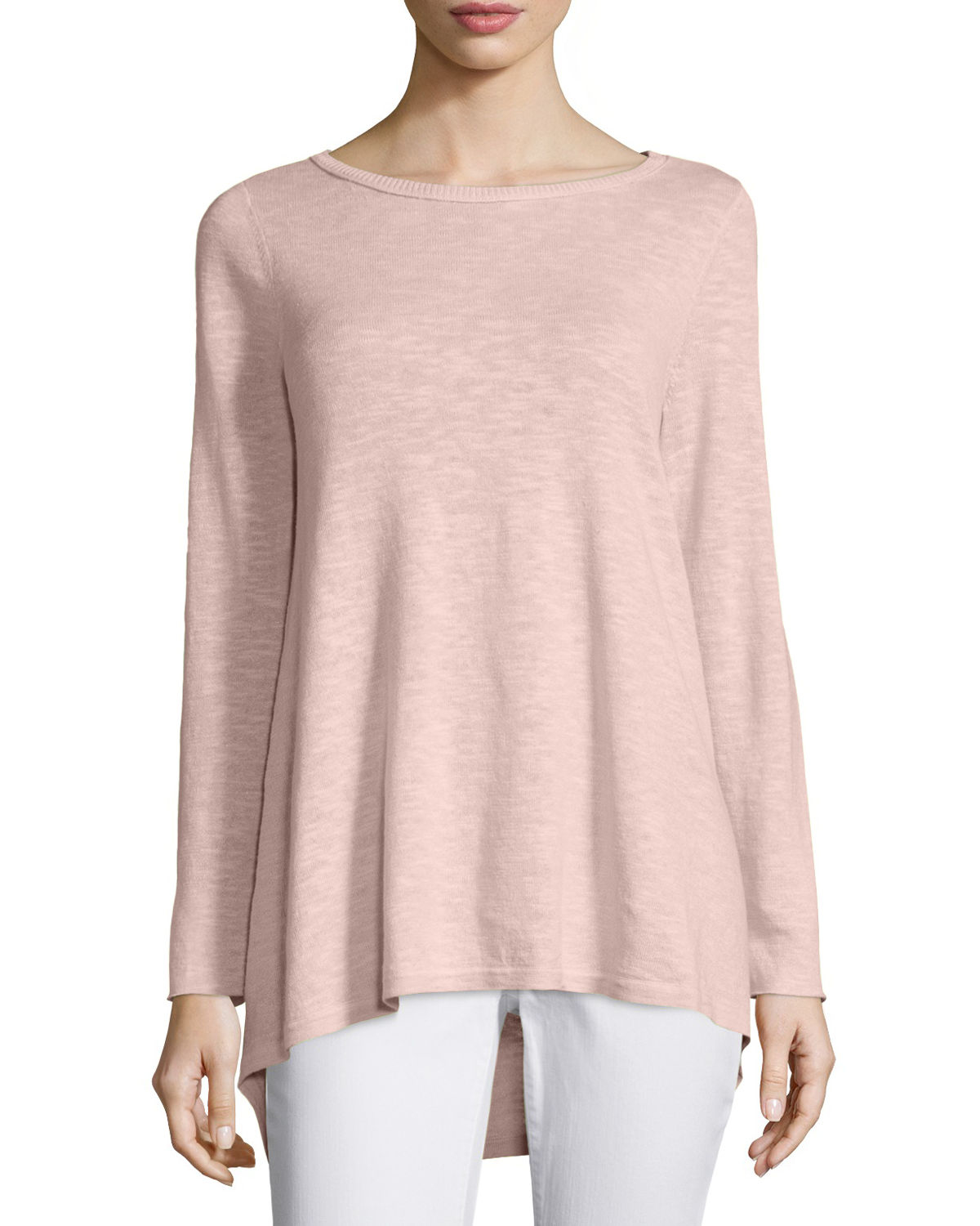 Lyst - Eileen Fisher Long-sleeve Organic Slub Top in Pink