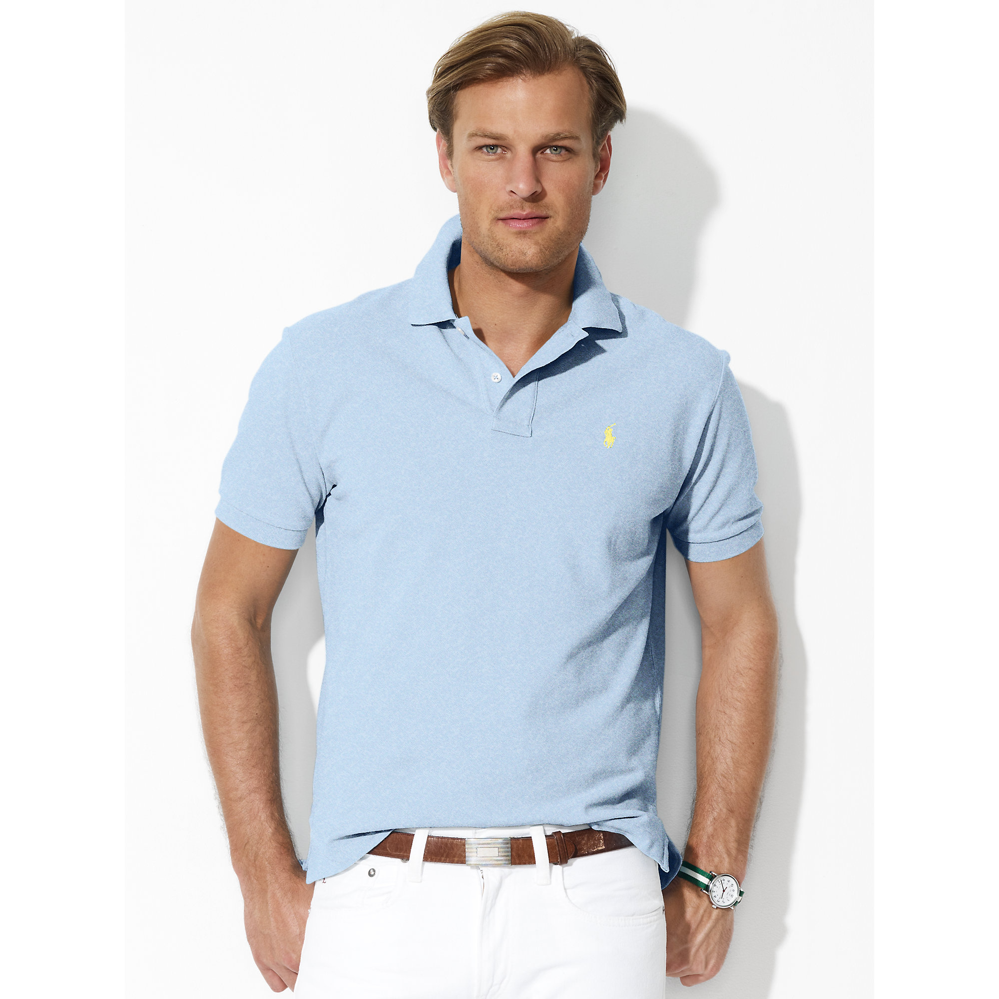 Polo ralph lauren Classic-fit Mesh Polo in Blue for Men | Lyst