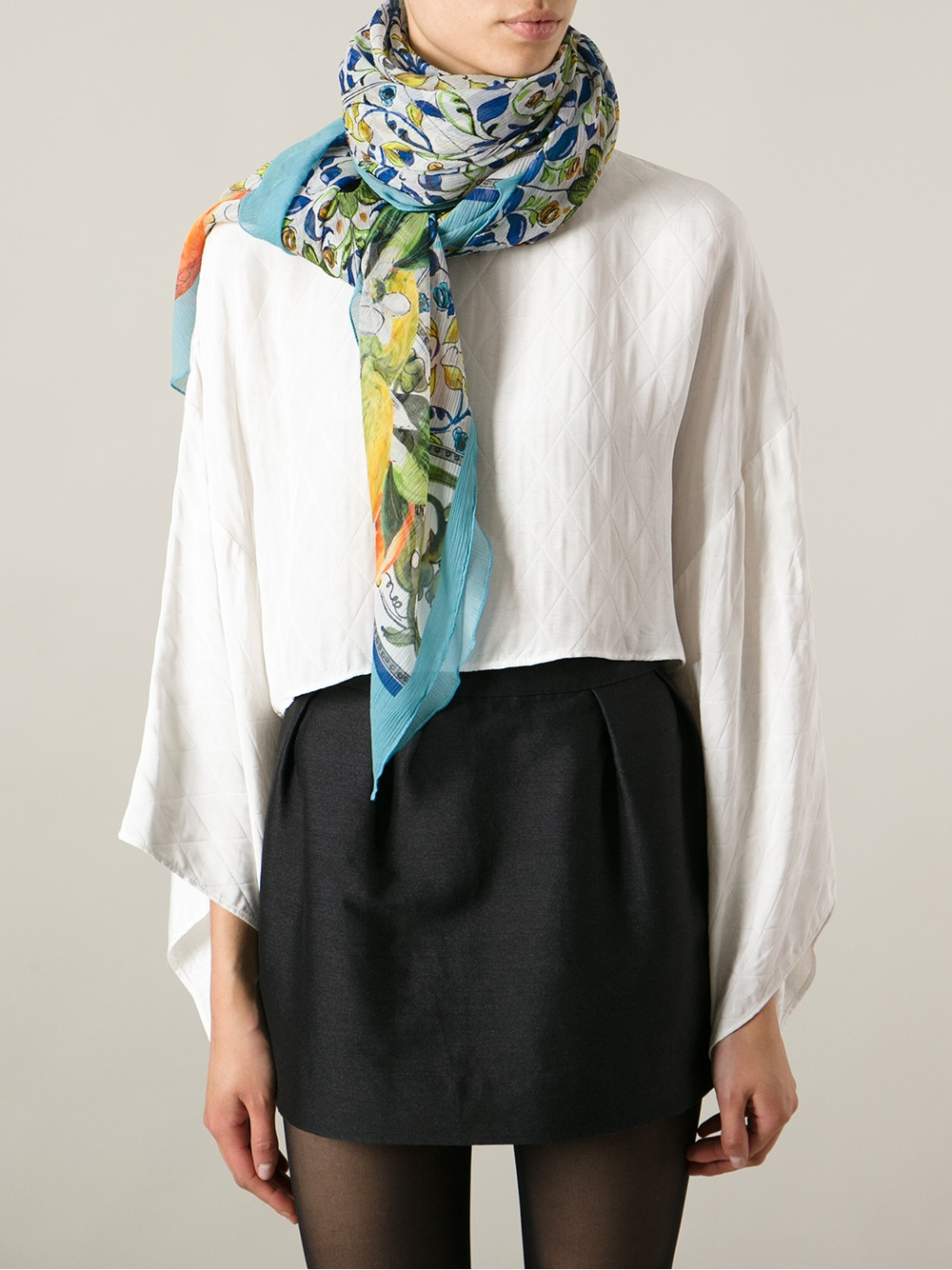 Lyst - Dolce & gabbana Lemon and Floral Print Scarf