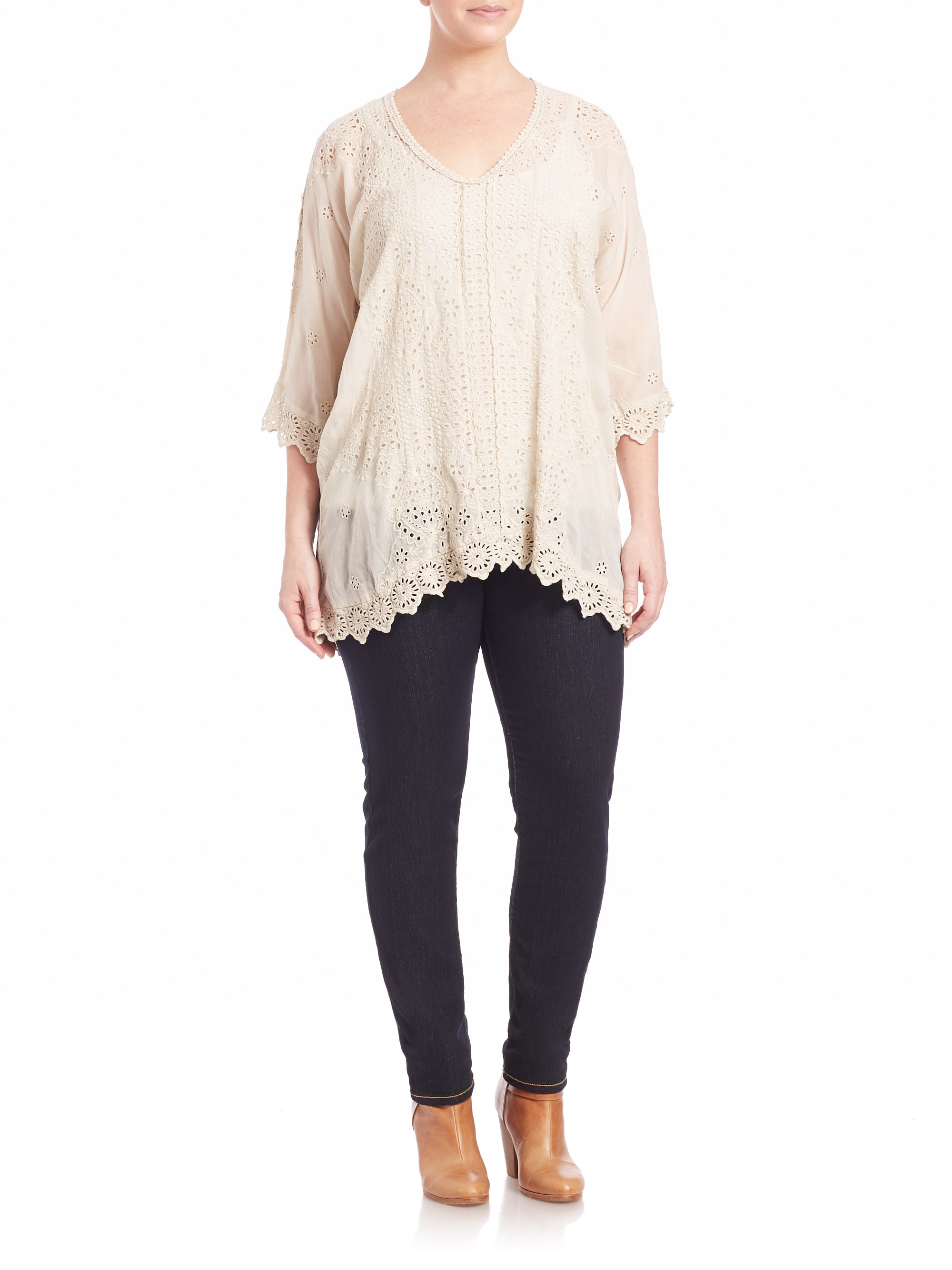 Johnny was Vintage Eyelet Blouse in Natural | Lyst