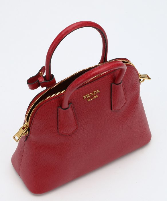 Prada Red Saffiano Leather Small Dome Satchel in Red | Lyst  