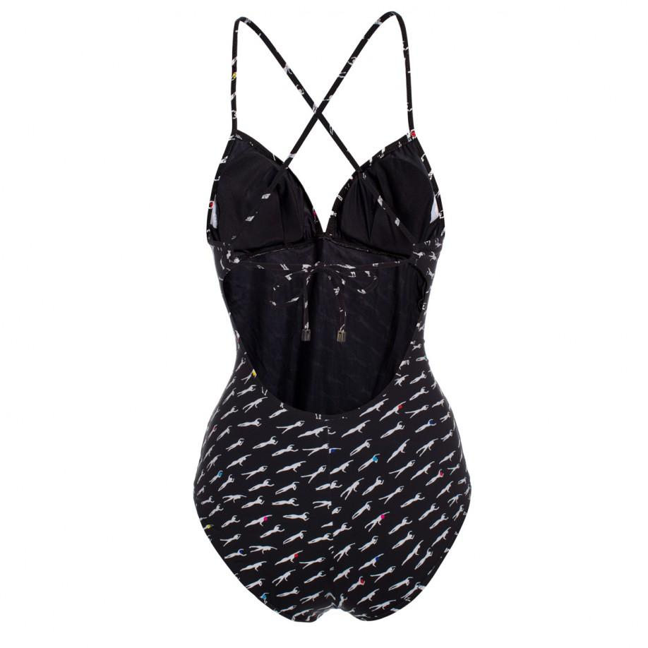 Paul smith Women's Black 'swimmers' Print Triangle Swimsuit in Black | Lyst