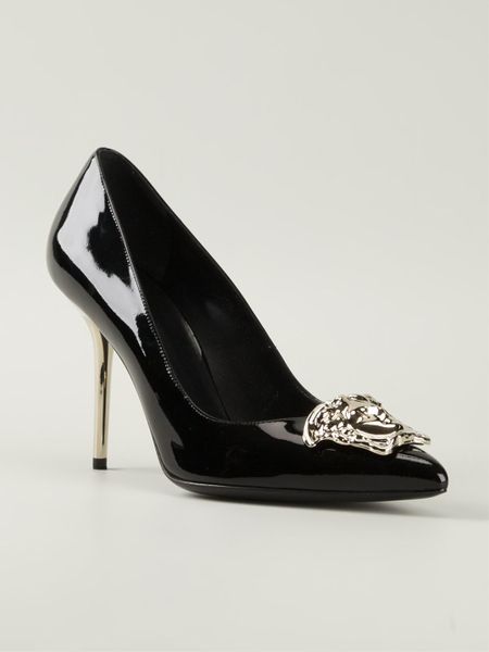 Versace 'Palazzo Stiletto Heel' Pumps in Black | Lyst