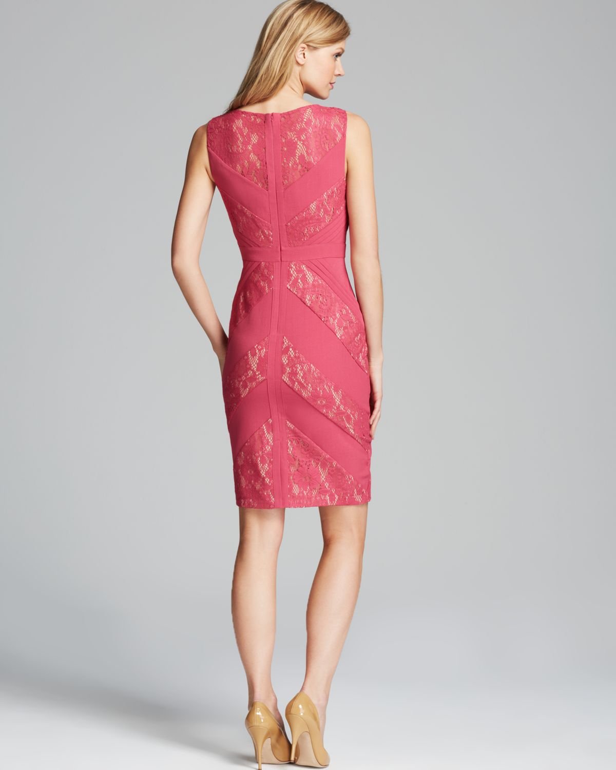 Lyst - Adrianna Papell Dress Sleeveless Lace in Pink