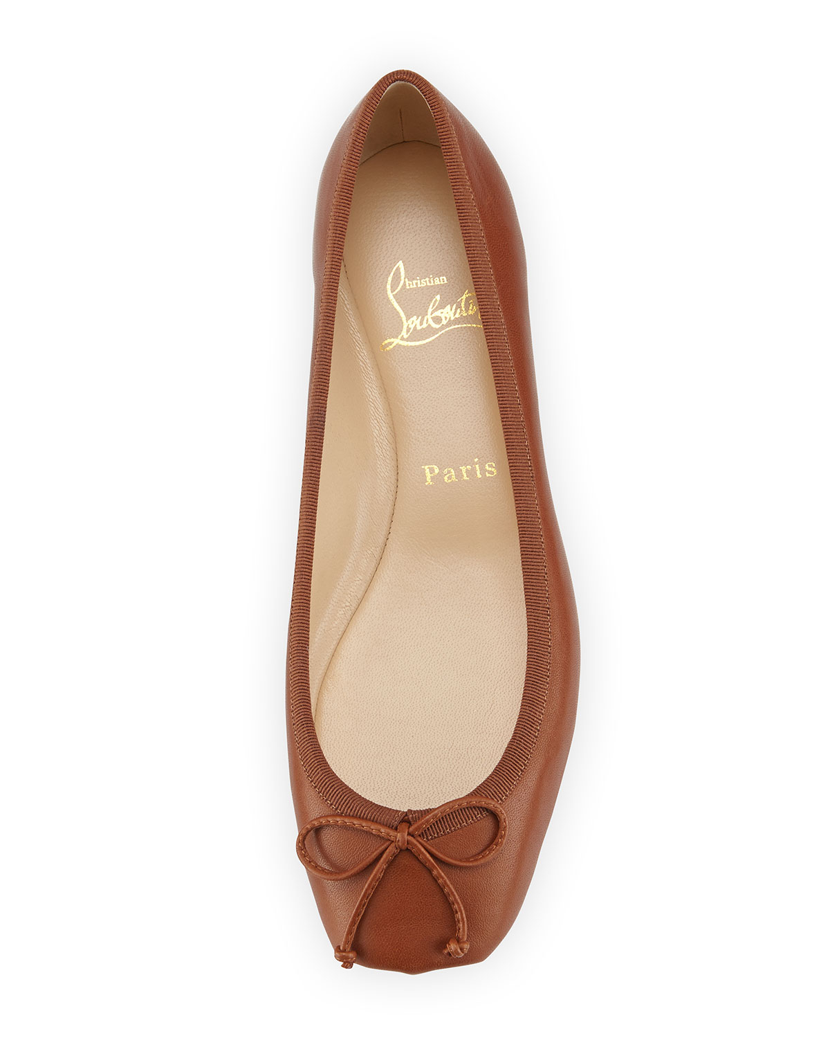 Christian louboutin Rosella Napa Leather Ballet Flat in Brown | Lyst  