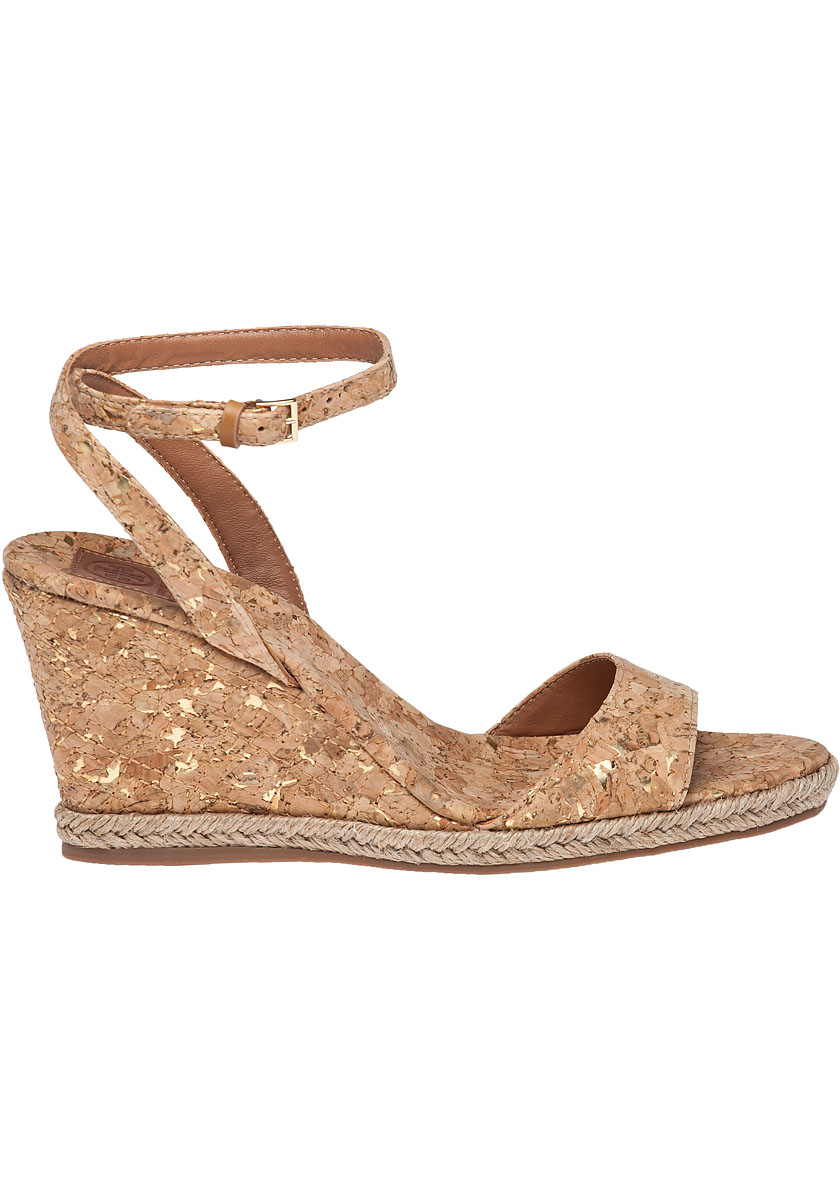 Lyst - Tory Burch Marion Cork Wedge Sandals in Natural