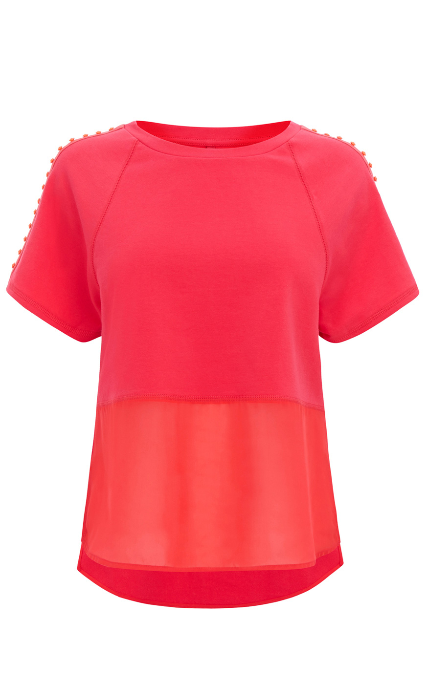 Karen Millen Oversized Neon Stud Tshirt in Pink | Lyst