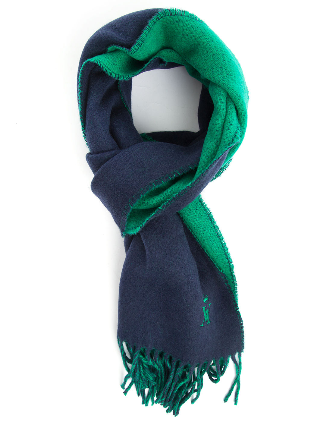 a. Doublesided Navy And Green Wool Scarf in Green for Men Lyst