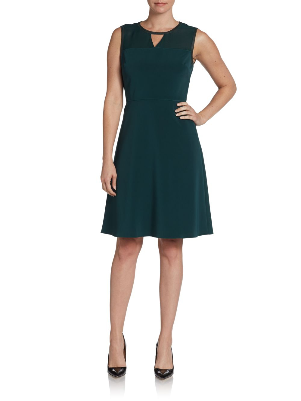 Lyst - Elie Tahari Sleeveless Keyhole-Front Dress in Green