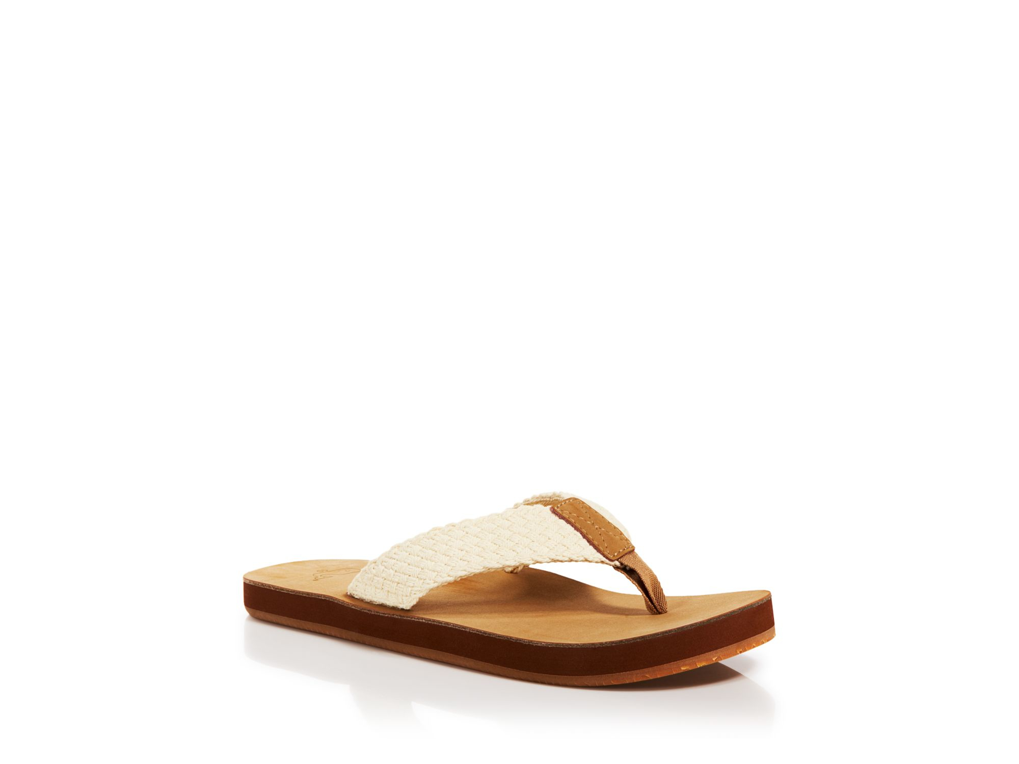Lyst - Vineyard Vines Woven Leather And Canvas Flip Flops in Natural ...