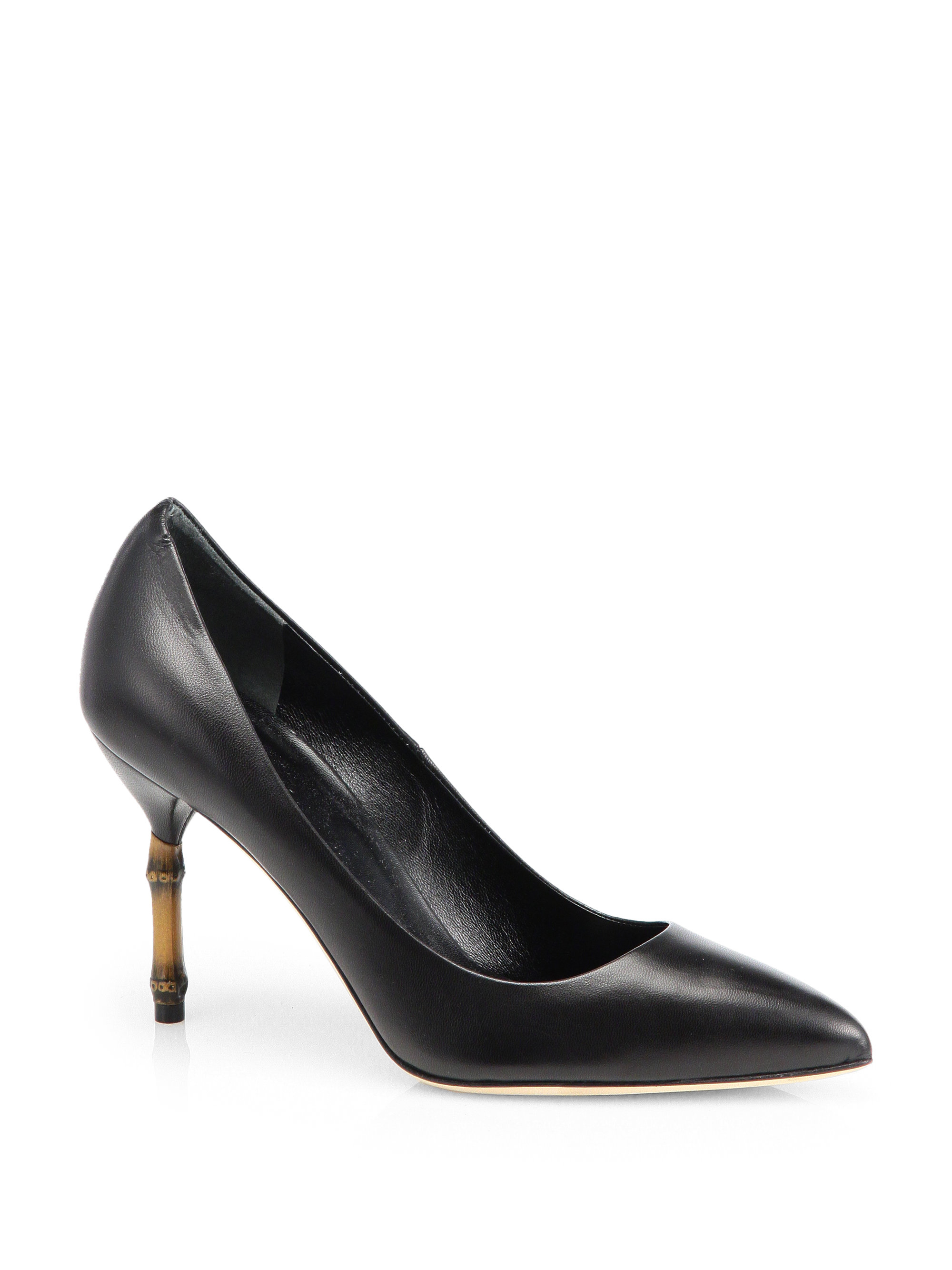 Gucci Leather BambooHeel Pumps in Black Lyst