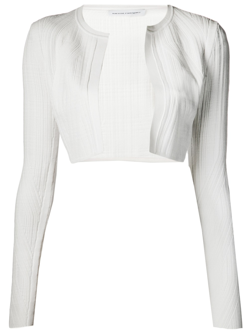 Narciso rodriguez Plaid Knit Crop Sweater in White | Lyst