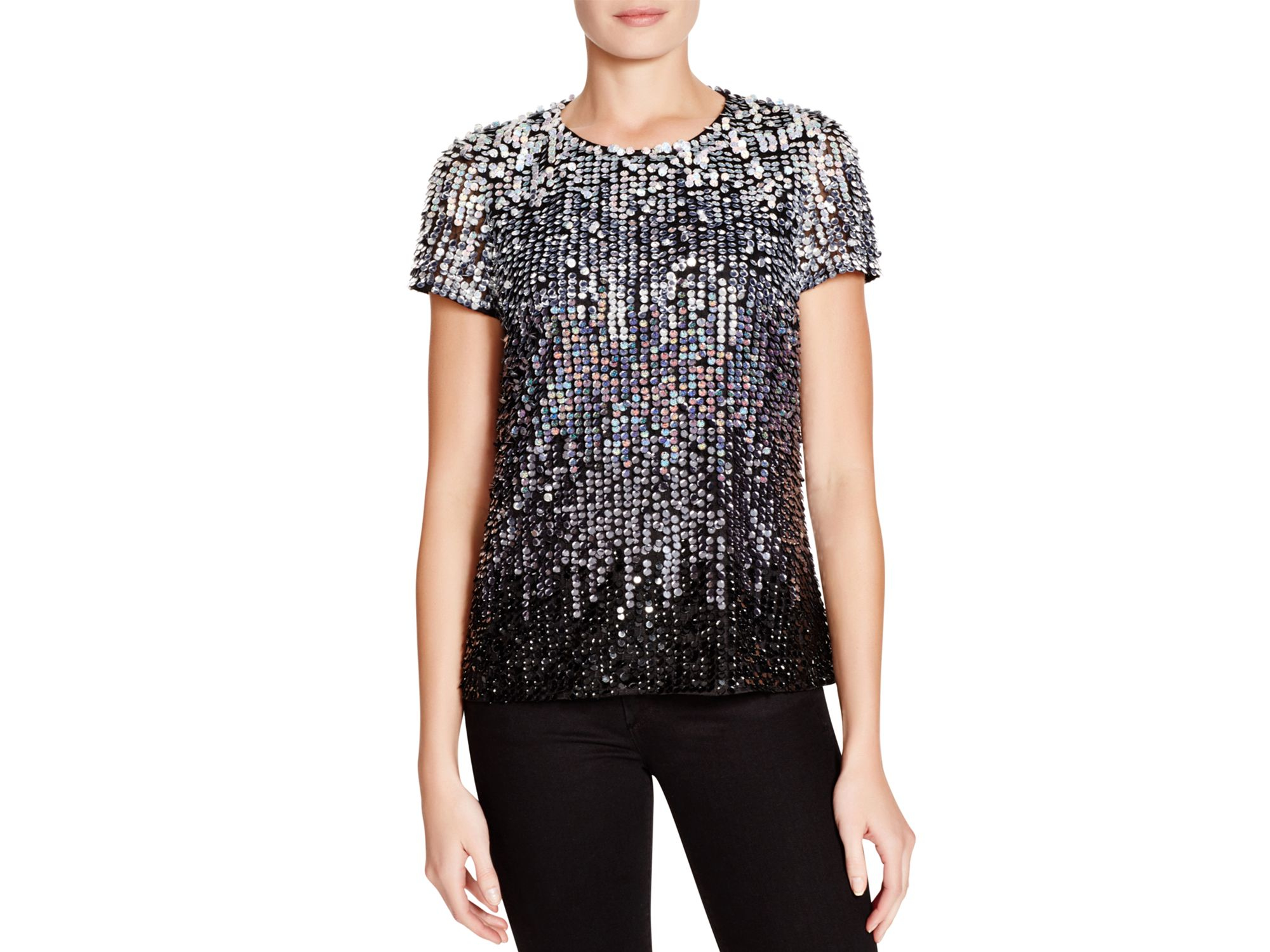 Lyst - French Connection Sunbeamer Sequin Top in Metallic