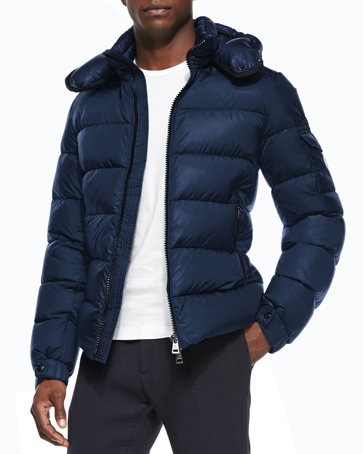 Moncler Himalaya Puffer Jacket With Hood in Blue for Men | Lyst